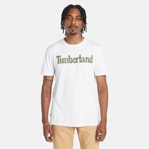 Remera Timberland Hombre Wordmark Camo Blanco