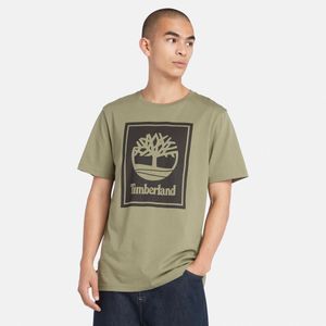 Remera Timberland Hombre Stack Logo Verde