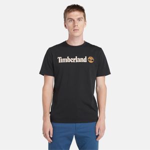 Remera Timberland Hombre con Logo Lineal Negro