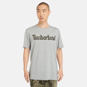Remera Timberland Hombre Wordmark Camo Gris