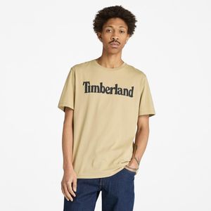 Remera Timberland Hombre Wordmark Logo Beige