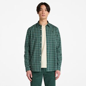 Camisa Timberland Hombre Poplin Check Verde Oscuro