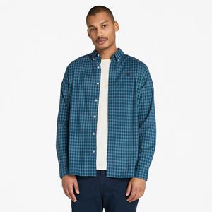 Camisa Timberland Hombre Stretch Gingham Azul Marino